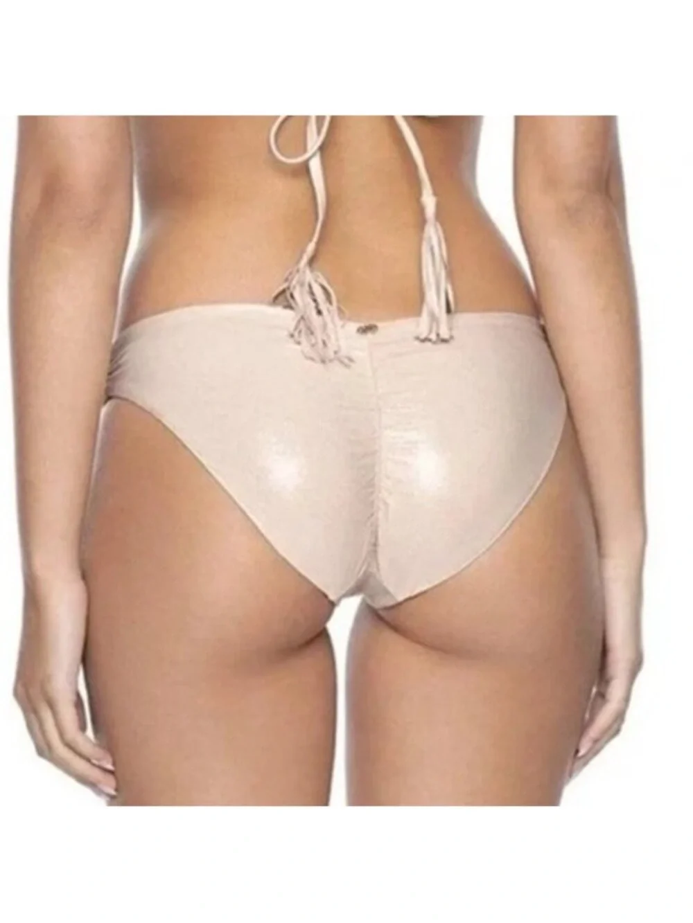 PQ PilyQ Shell Sparkle Bikini Bottom Basic Rouched Back Full SHE-21-F Size Small
